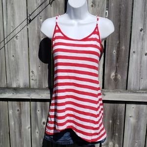 Nautical Tank Top with Braided Rope Racerback with Red and White Stripes